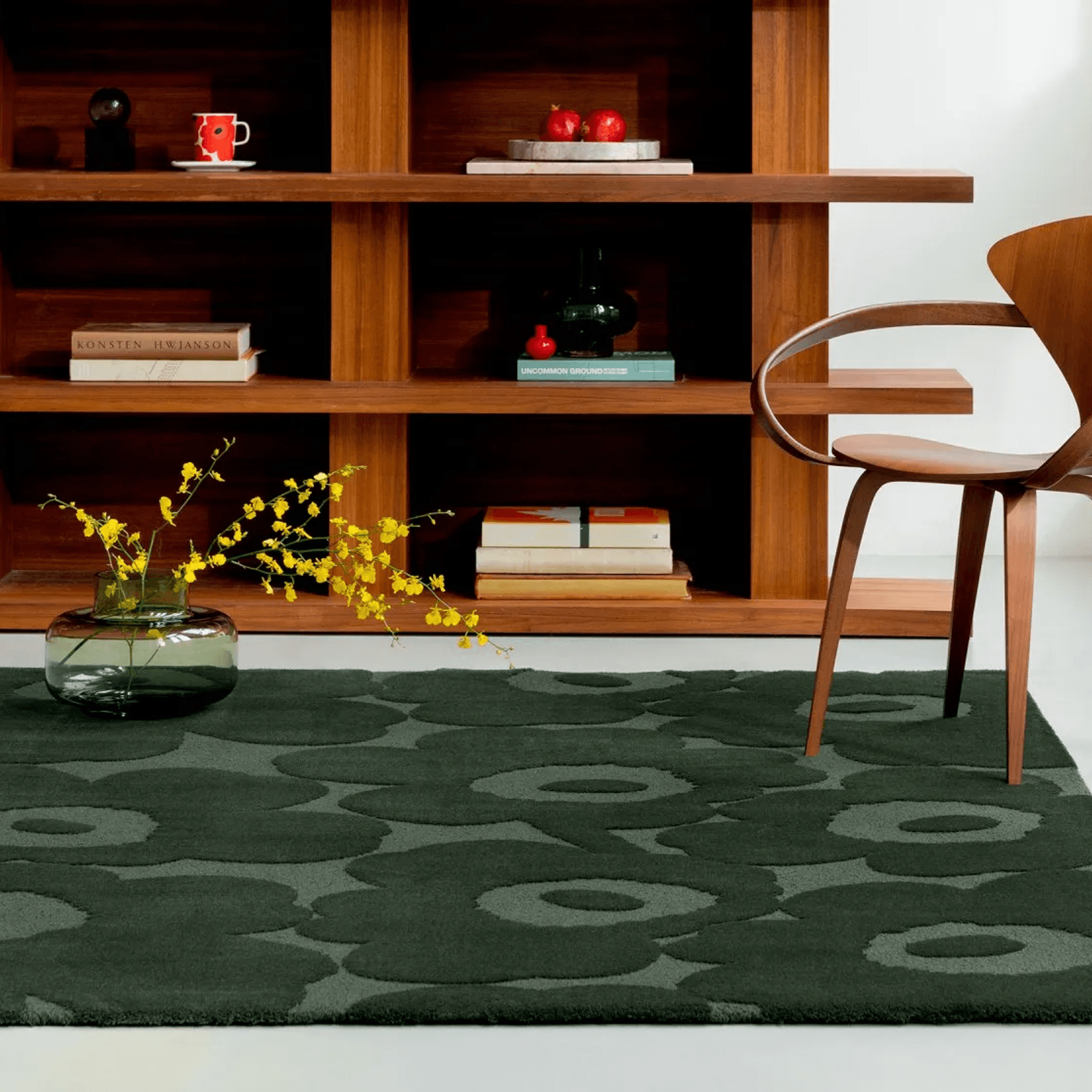 Marimekko Unikko - Dark Green | 100% Wool Designer Floor Rug gallery detail image