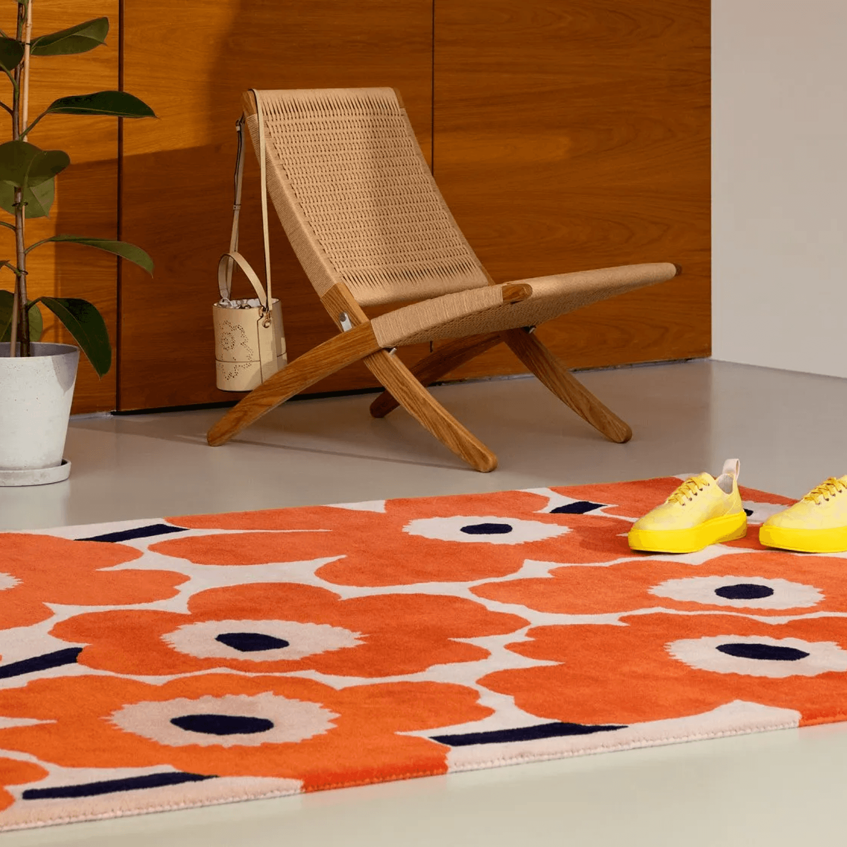 Marimekko Unikko - Orange Red | 100% Wool Designer Floor Rug gallery detail image