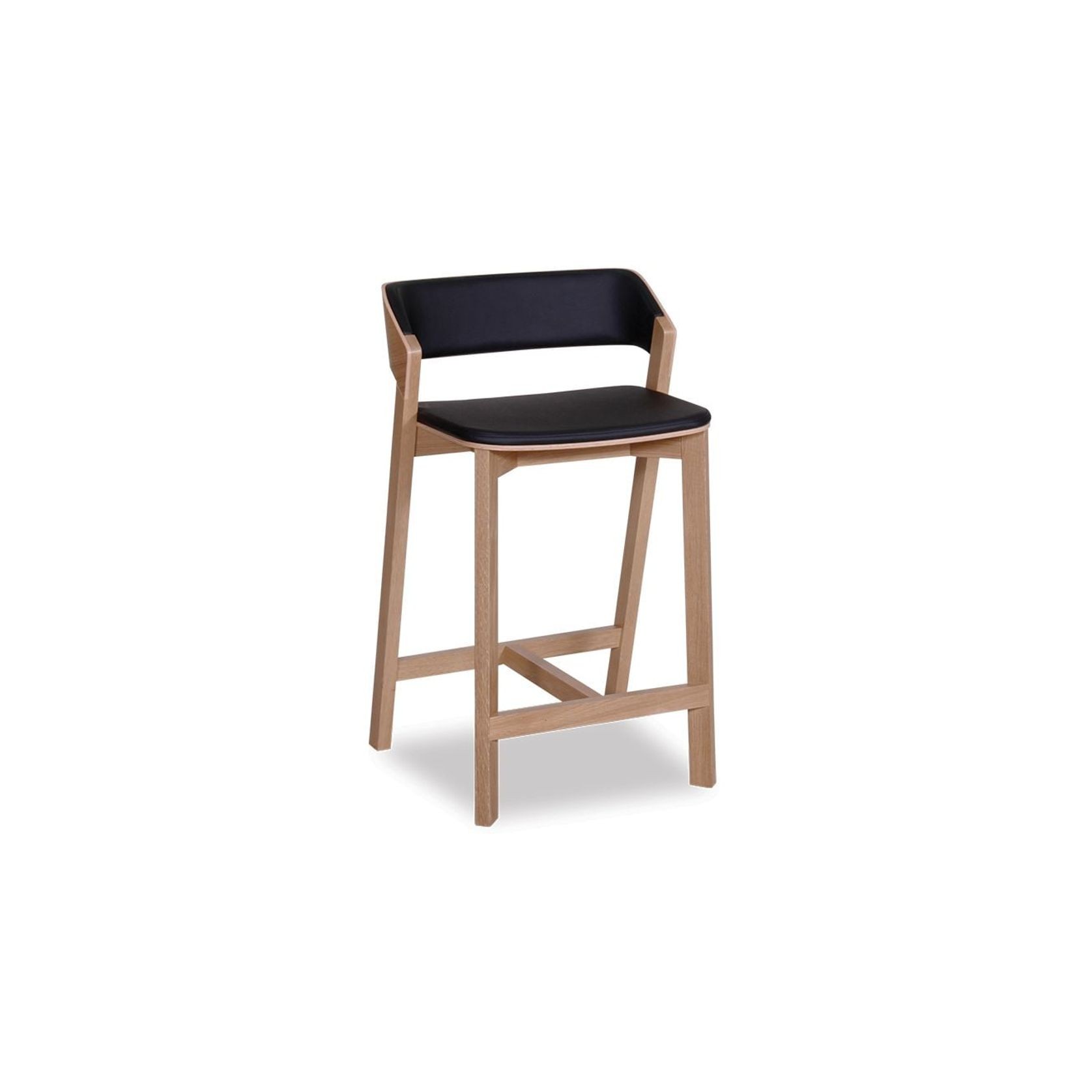 Merano Kitchen Stool - Natural Oak - Black Pad - by TON gallery detail image