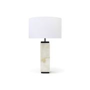Milano Table Lamp - Alabaster & Black Base With White Chintz Shade gallery detail image