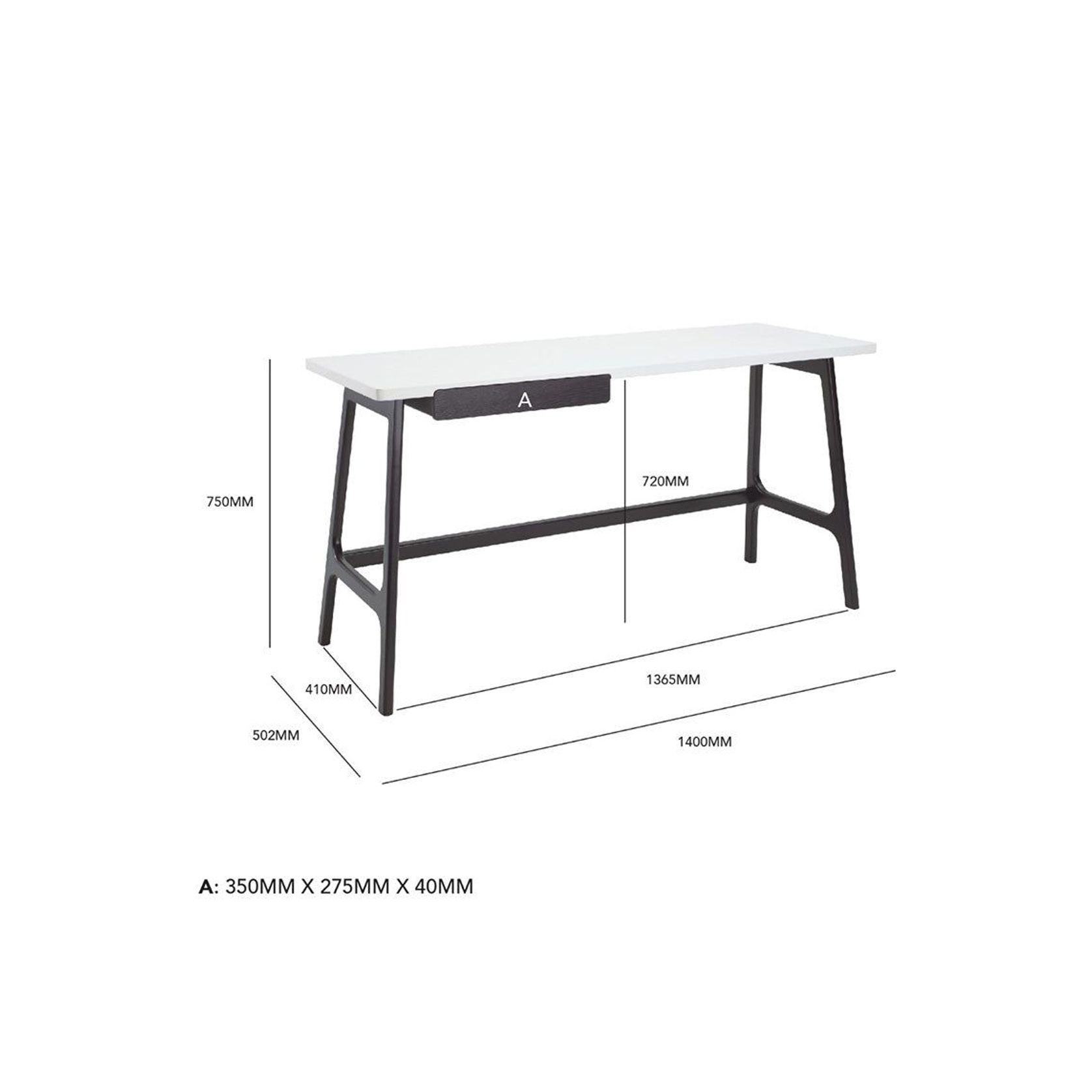 MOREY Study Desk - White & Black gallery detail image