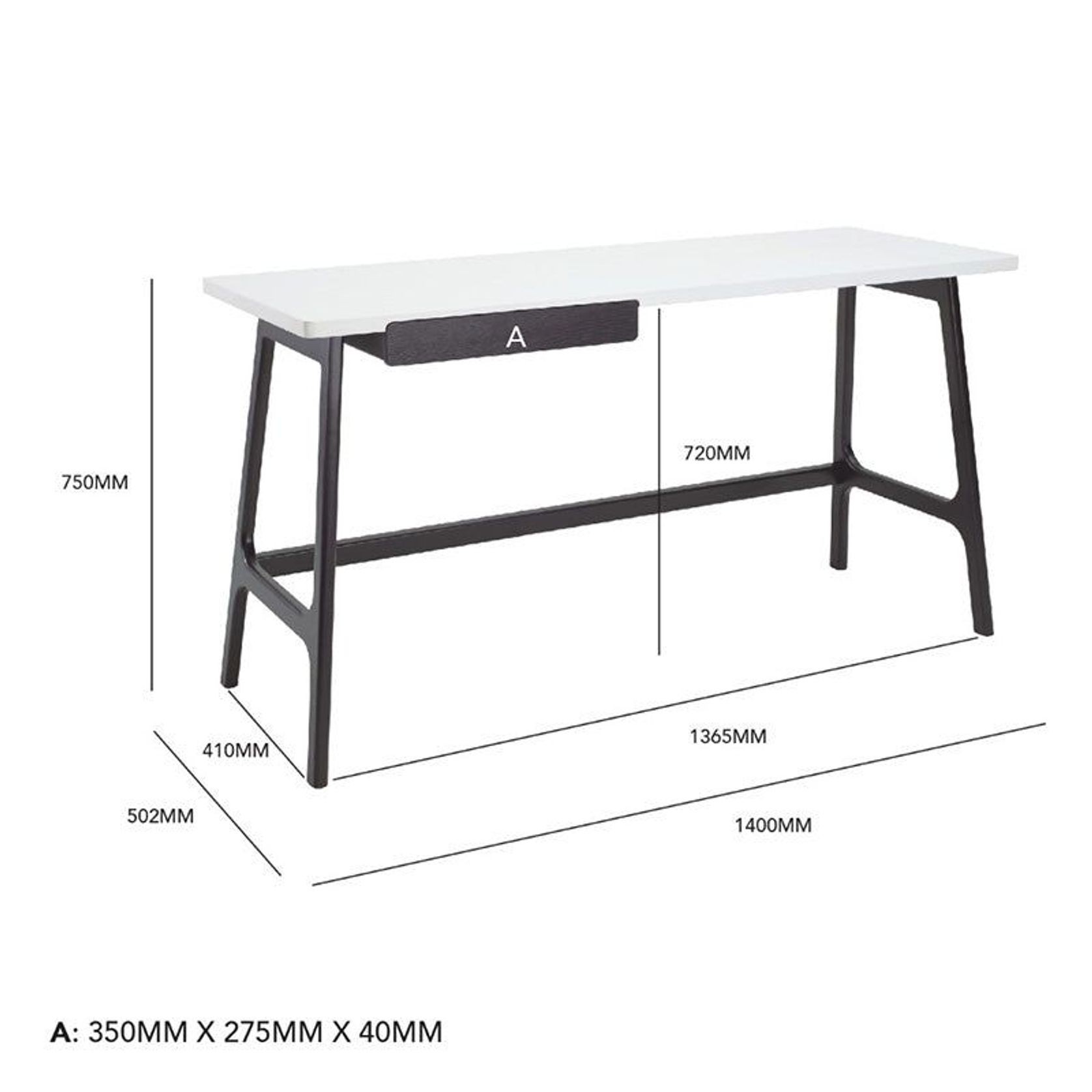 MOREY Study Desk - White & Black gallery detail image