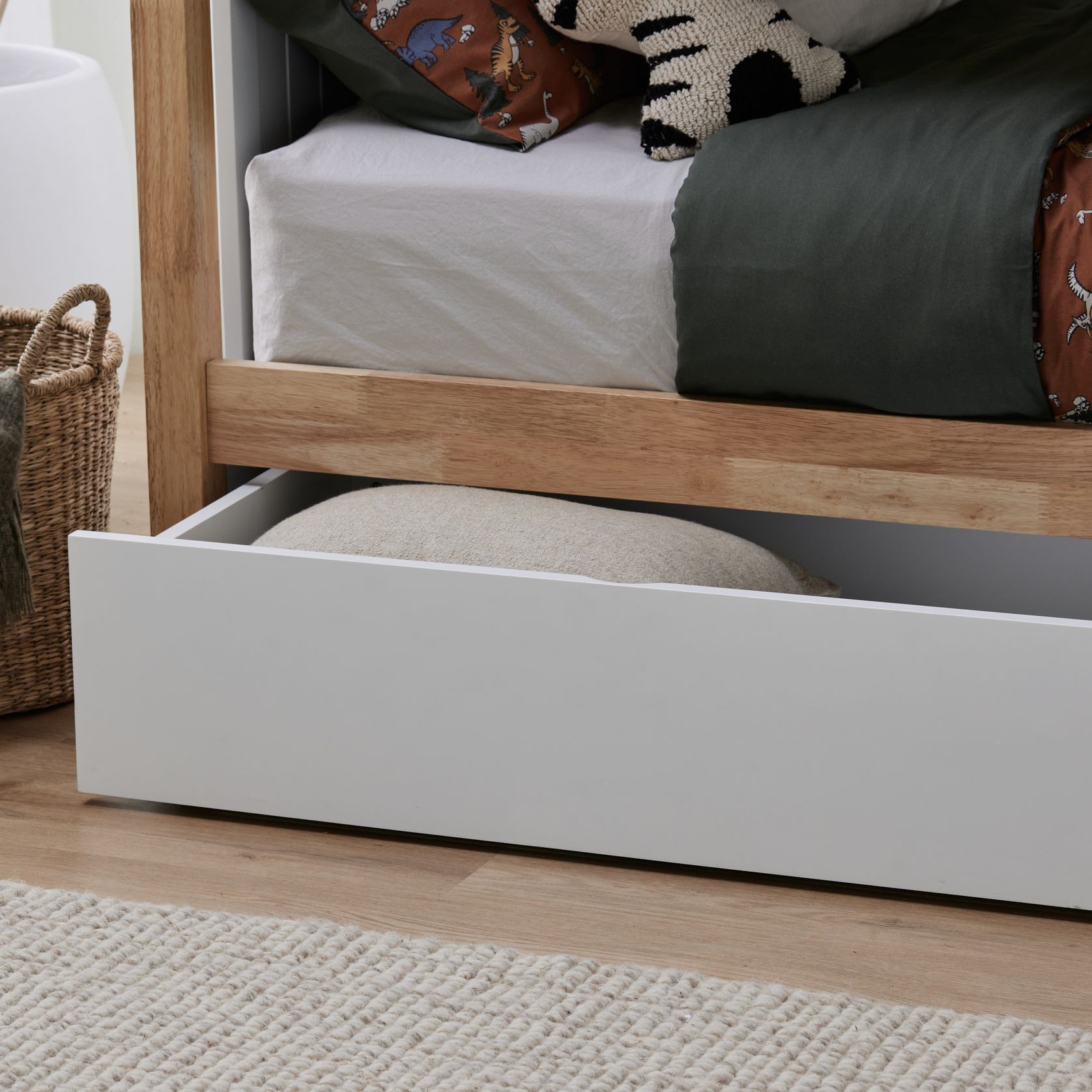 Myer Single Bunk Bed with Storage Hardwood Frame ArchiPro AU