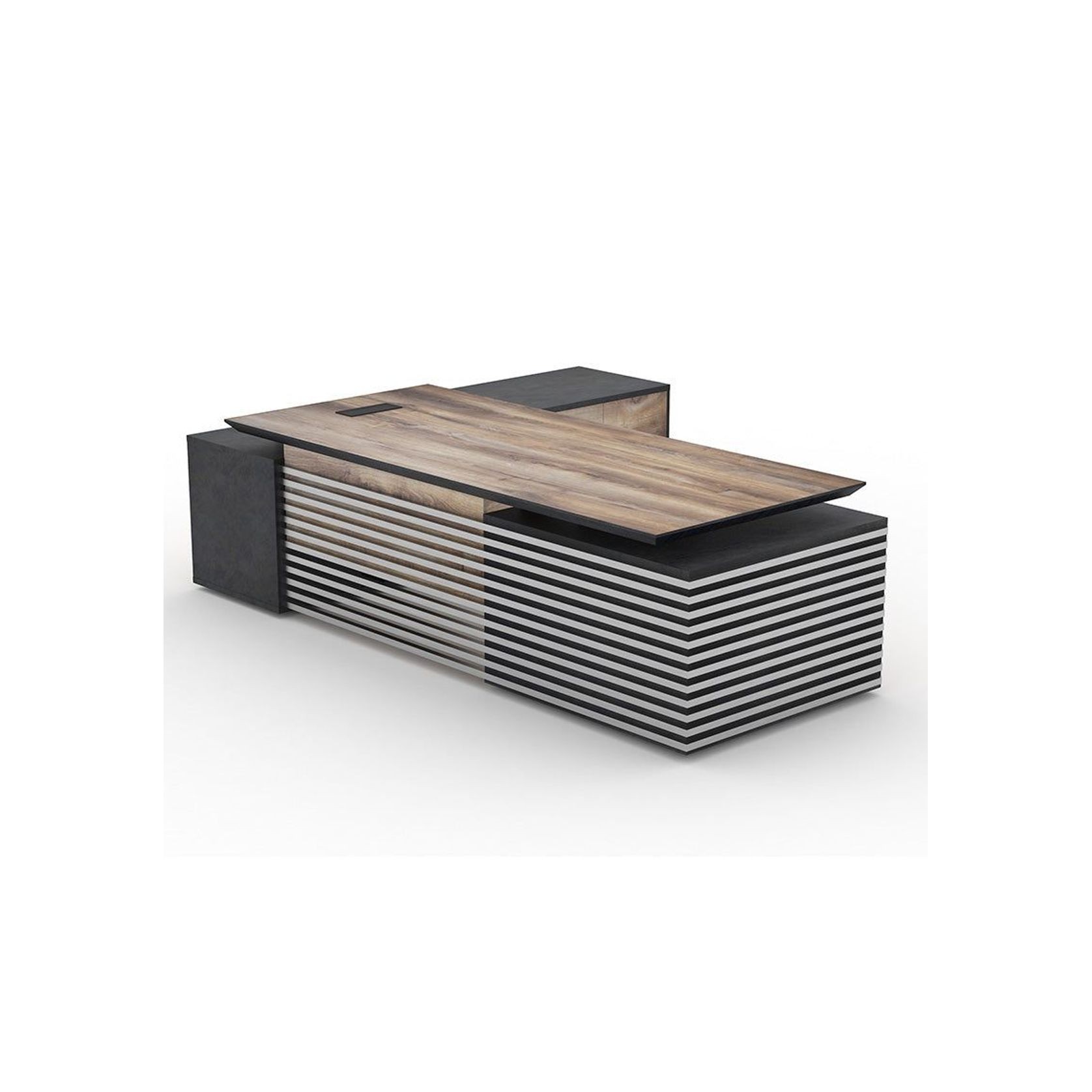 PHOENIX Executive Desk with Right Return 2.8M - Warm Oak & Black gallery detail image