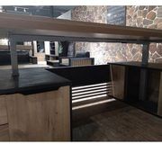 PHOENIX Sit & Stand Electric Lift Executive Desk with Left Return 1.8M - Warm Oak & Black gallery detail image