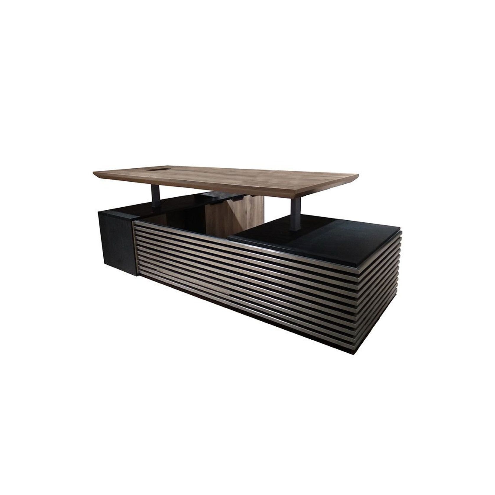 PHOENIX 2.0 - Sit Stand Electric Lift Executive Desk with Right Return 2.8m - Warm Oak & Black gallery detail image