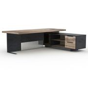 DAXTON Executive Desk with Right Return 2.4M - Warm Oak & Black gallery detail image