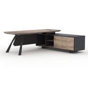 EASTON Executive Desk with Right Return 2.2-2.4m - Warm Oak & Black gallery detail image