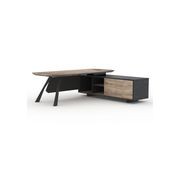 EASTON Executive Desk with Right Return 2.2-2.4m - Warm Oak & Black gallery detail image