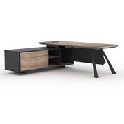EASTON Executive Desk with Left Return 2.2-2.4m - Warm Oak & Black gallery detail image