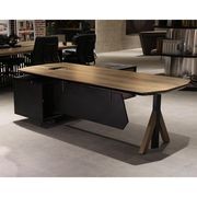 EASTON Sit Stand Electric Lift Executive Desk with Right Return 2.2M - Warm Oak & Black gallery detail image