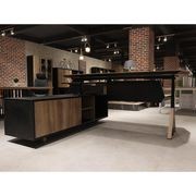 EASTON Sit Stand Electric Lift Executive Desk with Left Return 2.2m - Warm Oak & Black gallery detail image