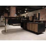 EASTON Sit Stand Electric Lift Executive Desk with Right Return 2.2M - Warm Oak & Black gallery detail image