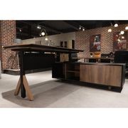 EASTON Sit Stand Electric Lift Executive Desk with Right Return 2.2M - Warm Oak & Black gallery detail image