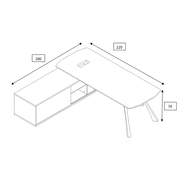 EASTON Executive Desk with Right Return 2.2-2.4m - Warm Oak & Black gallery detail image