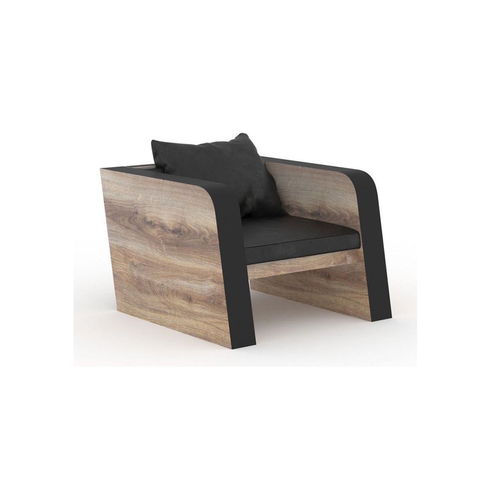 FRANCO Single Seater Sofa - Warm Oak & Black gallery detail image