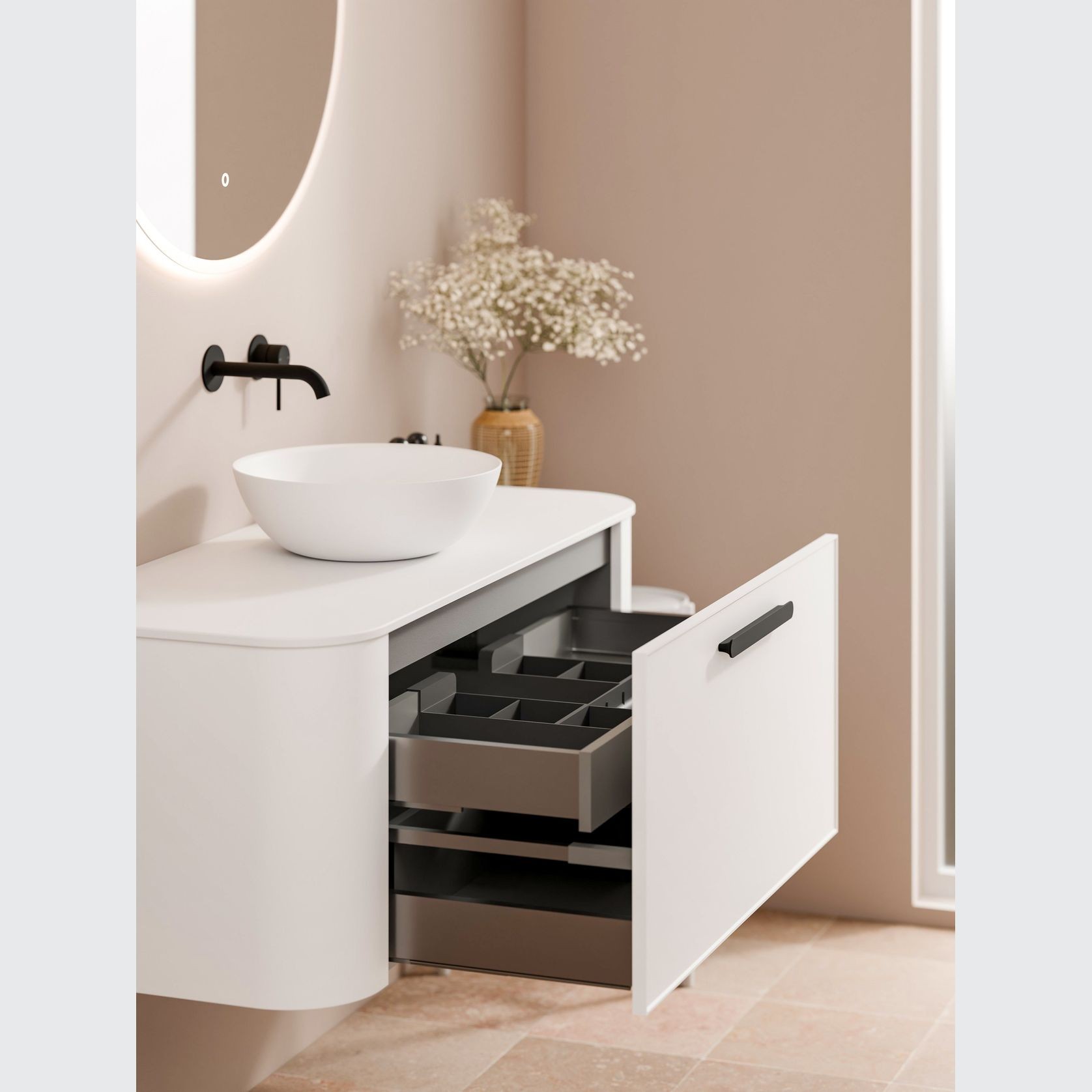 Nature 1200 Vanity | Inset Basin & Axel Drawer Front gallery detail image