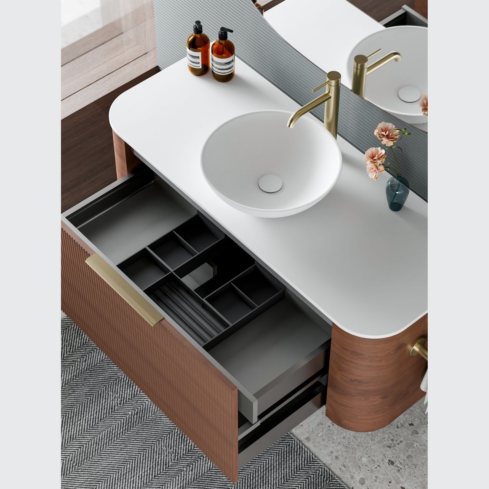 Nature 1200 Vanity | Inset Basin & Pillar Drawer Front gallery detail image