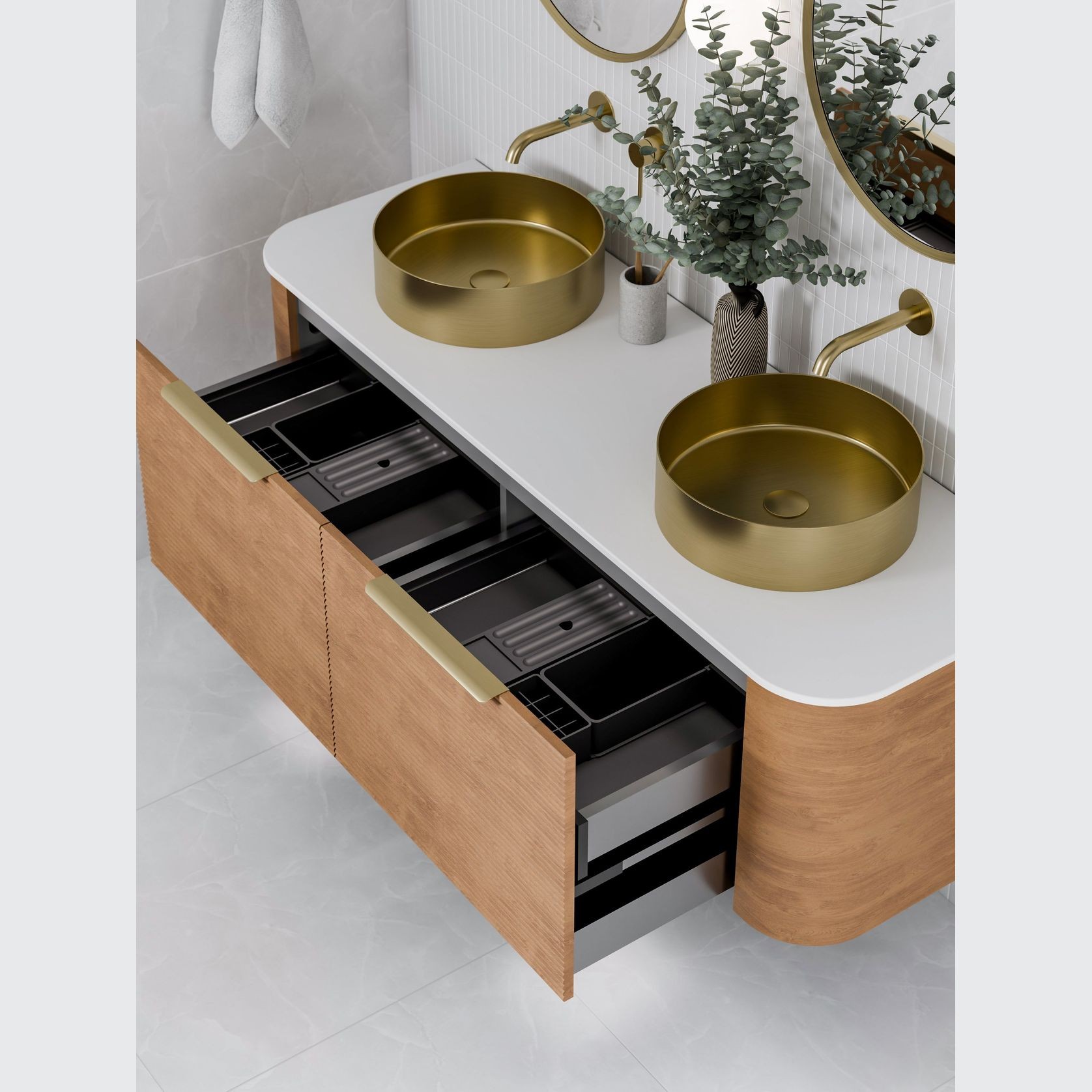 Nature 1500 Vanity | Double Inset Basin & Orchard Drawer Front gallery detail image