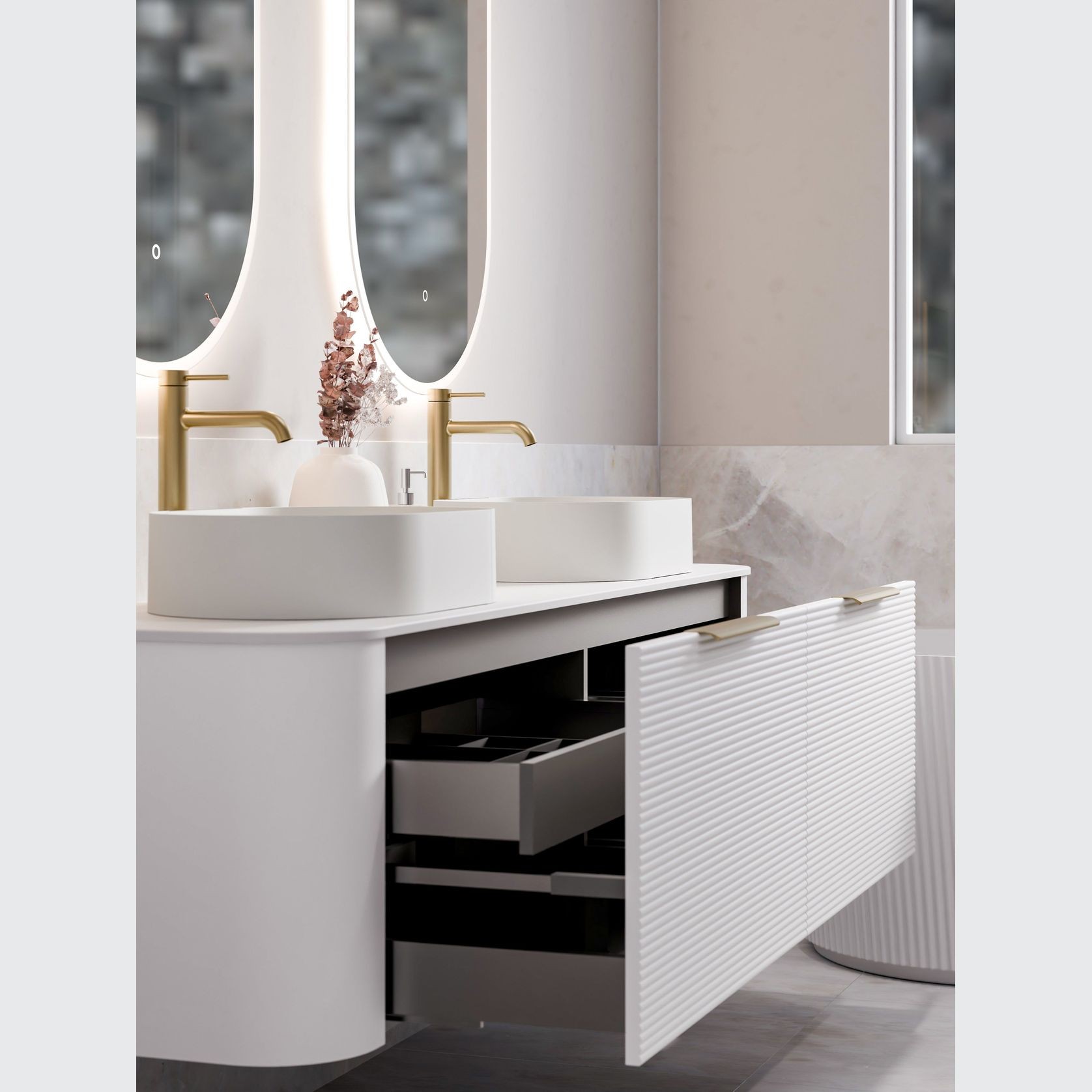 Nature 1800 Vanity | Double Inset Basin & Orchard Drawer Front gallery detail image