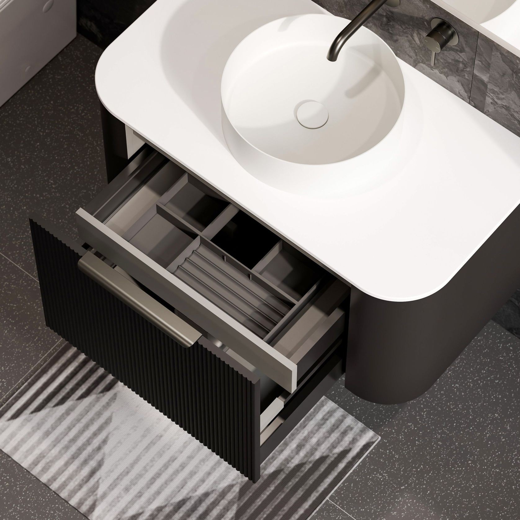 Nature 1000 Vanity | Inset Basin & Pillar Drawer Front gallery detail image