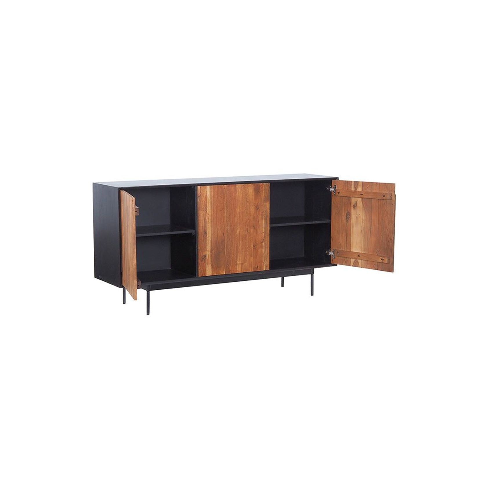 NAKITA Sideboard Buffet 160 cm Solid Acacia Wood - Honey & Black gallery detail image