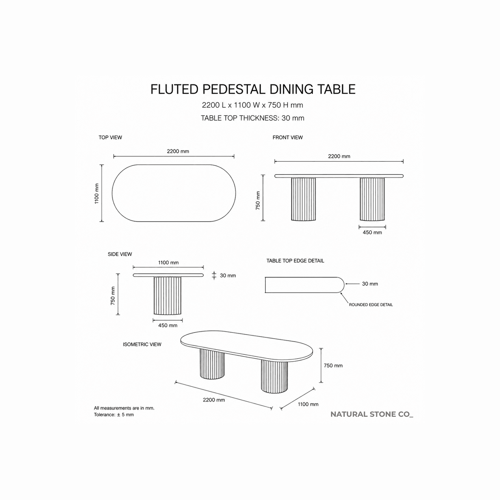 Fluted Oval Dining Table - Viola Calacatta Marble gallery detail image