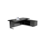 DAXTON Black Executive Desk with Right Return 2.4M - Black Concrete gallery detail image