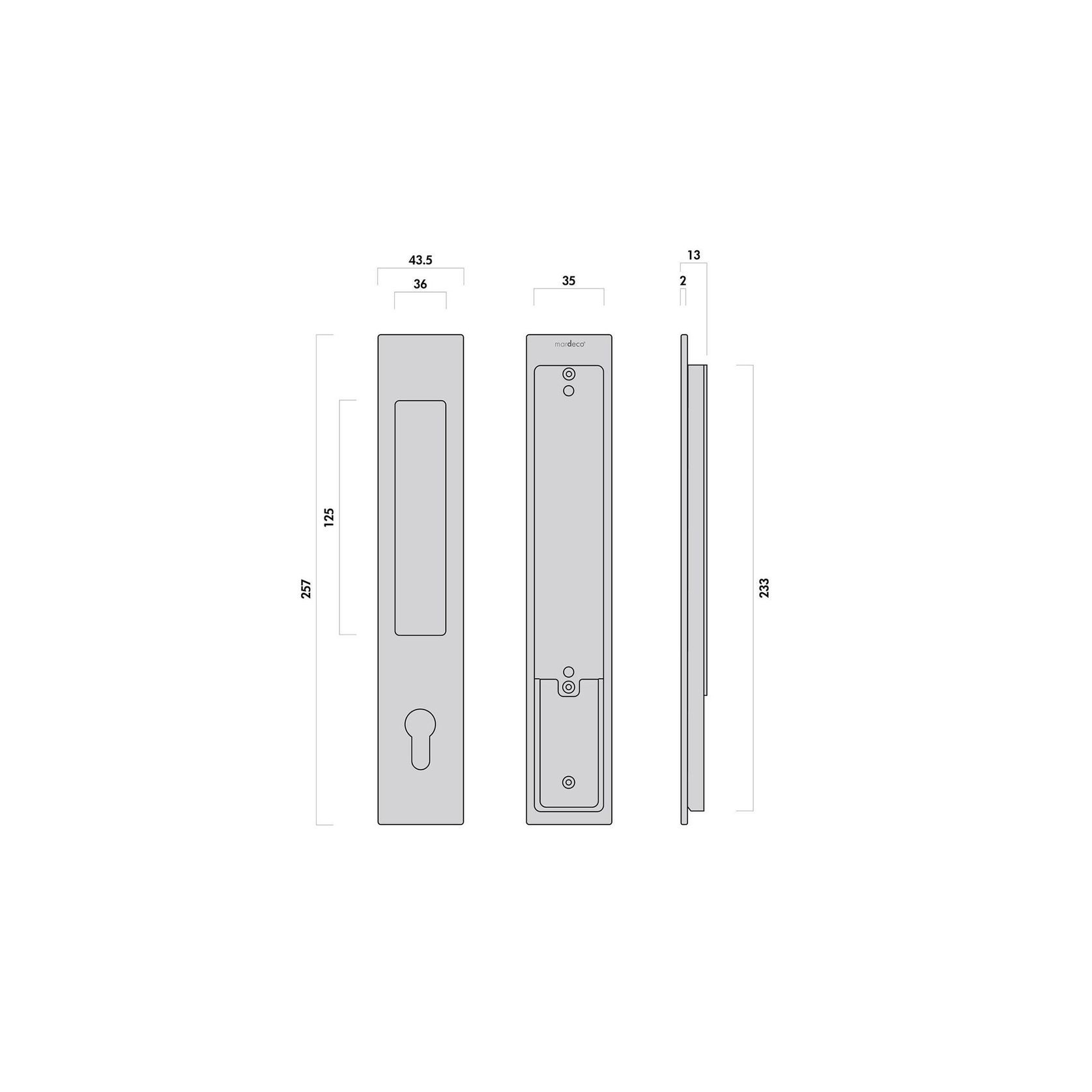 Mardeco 'M' Series Flush Pull Euro Lock Set Key Locking Brushed Nickel for Timber and Aluminum Doors BN8104/SET *No Cylinder* gallery detail image