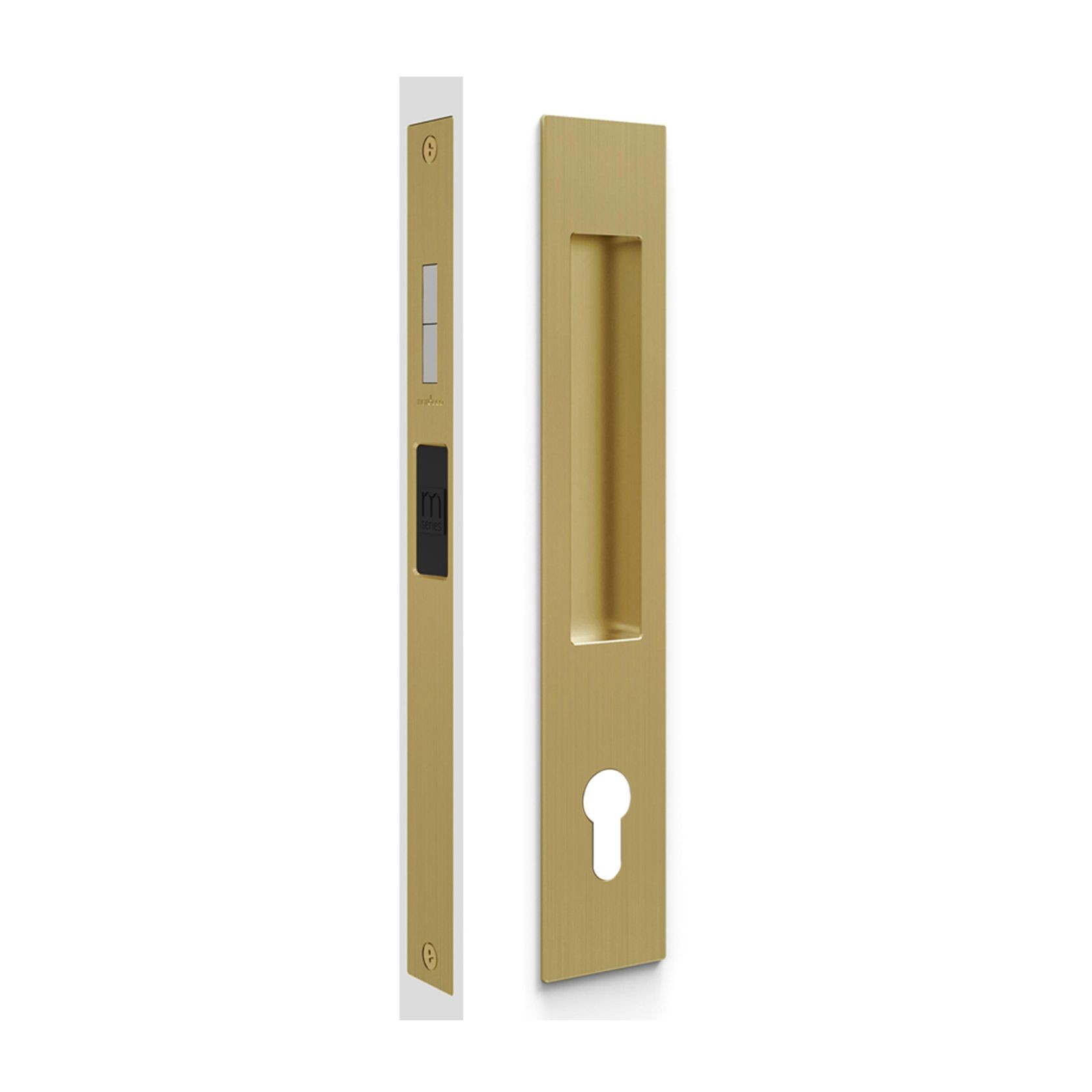 Mardeco 'M' Series Flush Pull Euro Lock Set Key Locking Satin Brass for Timber and Aluminum Doors BRS8104/SET *No Cylinder* gallery detail image