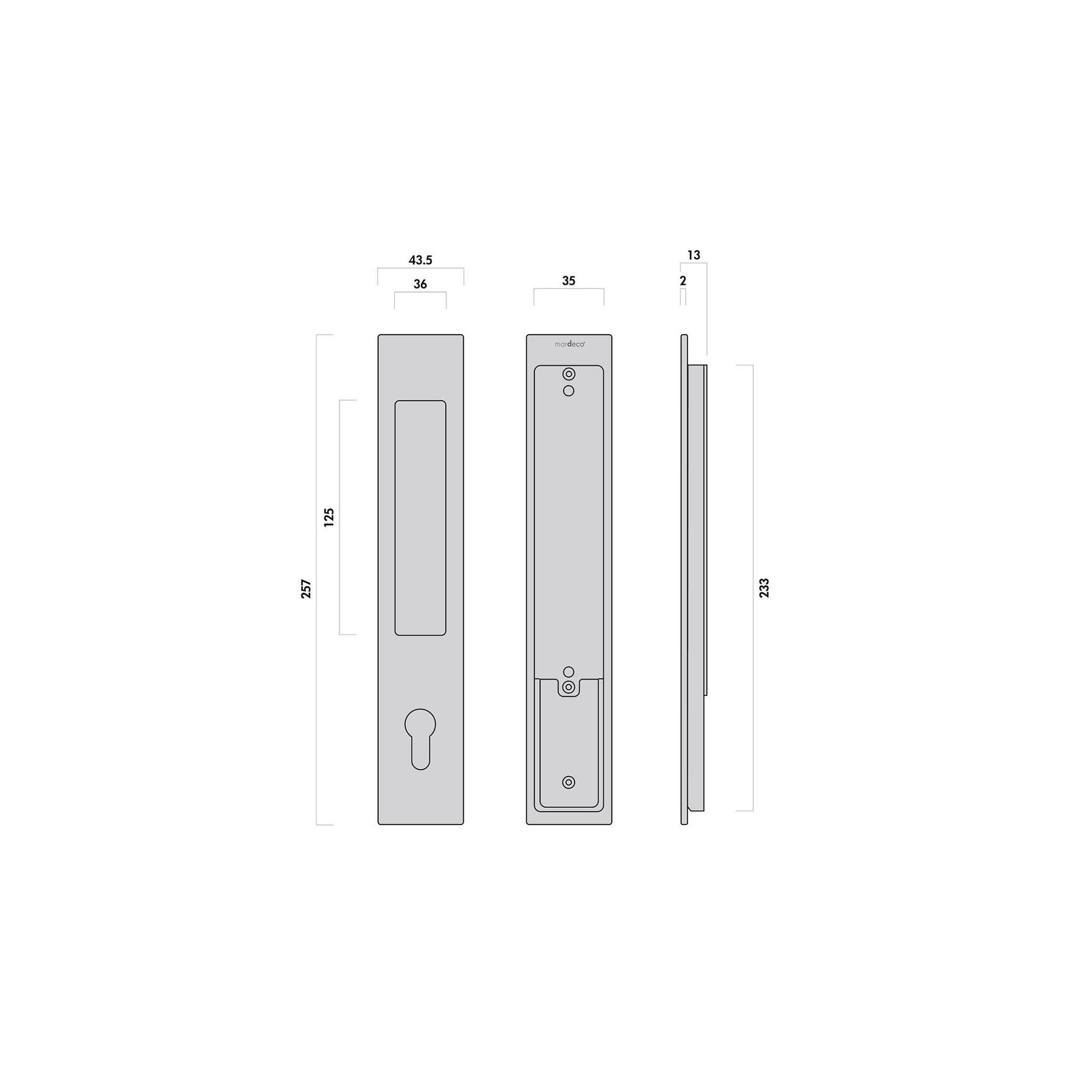Mardeco 'M' Series Flush Pull Euro Lock Set Key Locking Polished Chrome for Timber and Aluminum Doors PC8104/SET *No Cylinder* gallery detail image