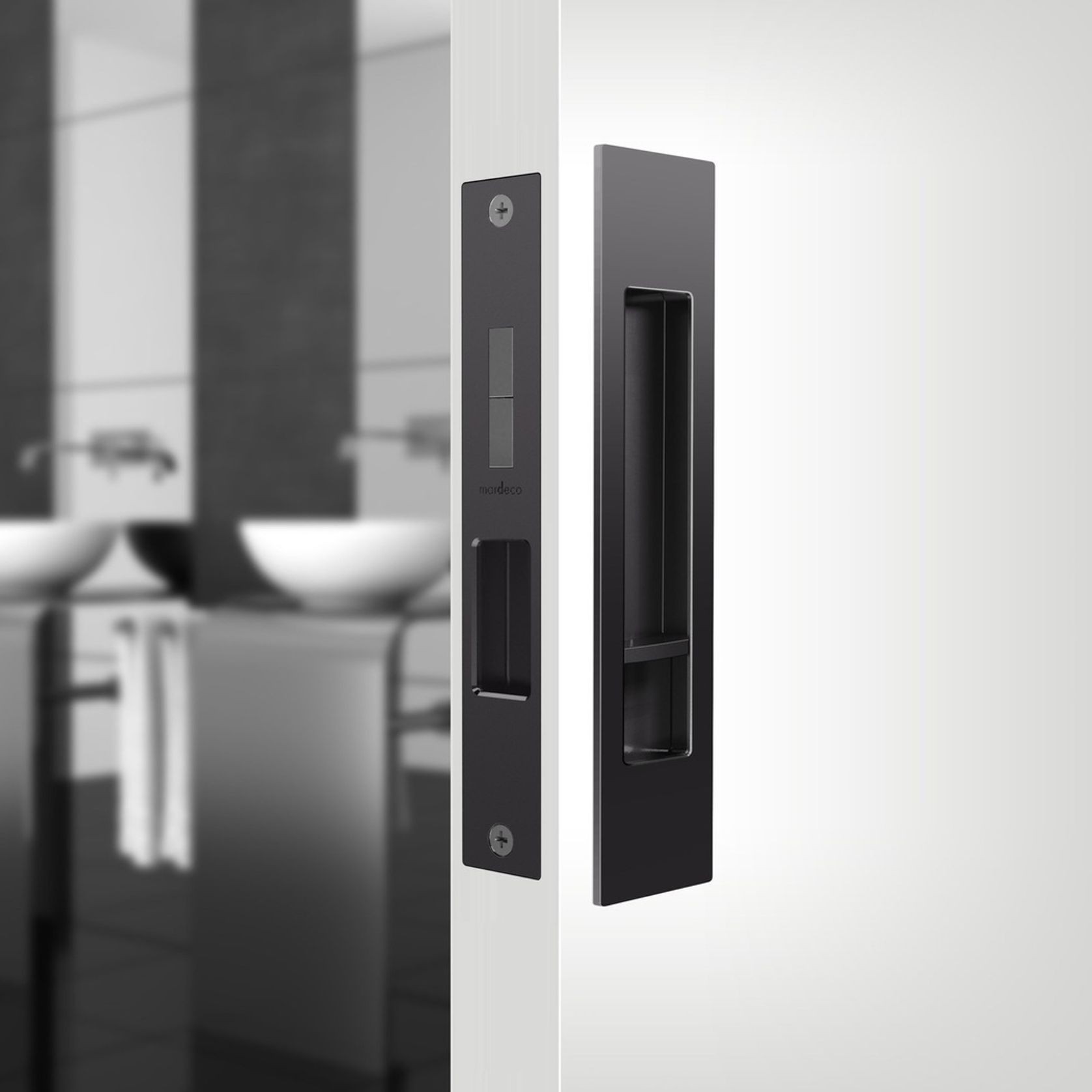 Mardeco 'M' Series Flush Pull Privacy Set Matt Black BL8004SET gallery detail image