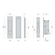 Mardeco 'M' Series Flush Pull Privacy Set Polished Chrome for Sliding Doors PC8004SET gallery detail image