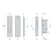Mardeco 'M' Series Flush Pull Privacy Set Satin Chrome for Sliding Doors SC8004SET gallery detail image