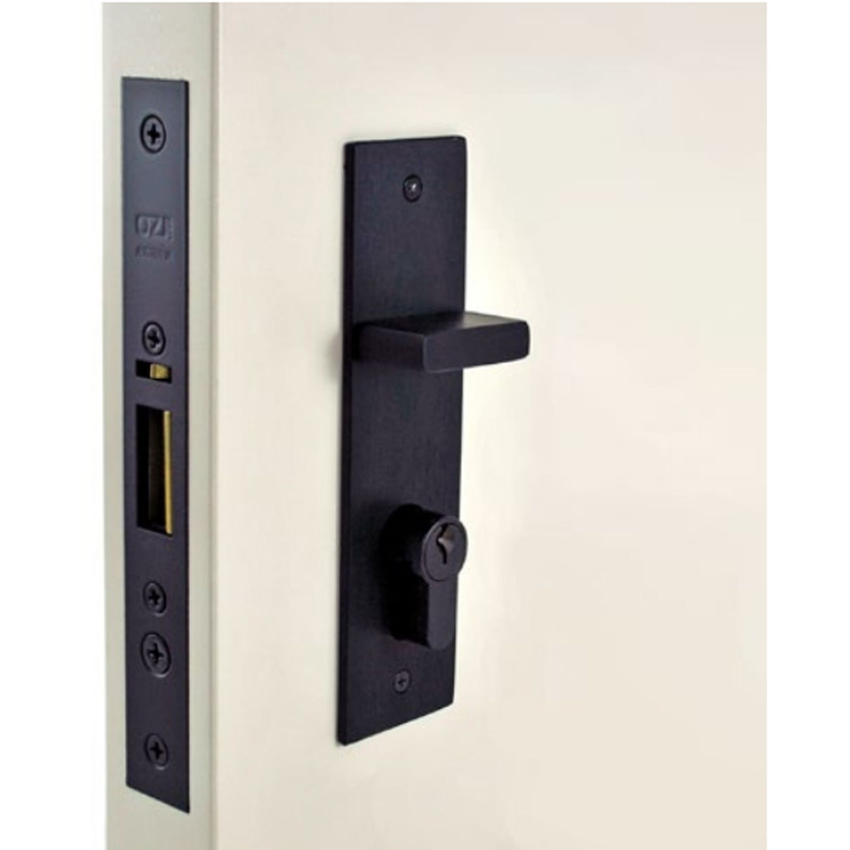 Nidus OZI 4 Mortice Lock Entry Door Pull Handle Set Black CDL-888-O-REC-BL gallery detail image