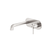 Zen SS316L Wall Basin/Bath Mixer Separate Back Plate 185mm Spout | Brushed Nickel gallery detail image