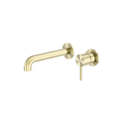 Zen SS316L Wall Basin/Bath Mixer Separate Back Plate 230mm Spout | Brushed Gold gallery detail image