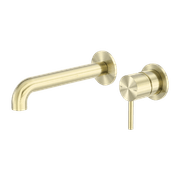 Zen SS316L Wall Basin/Bath Mixer Separate Back Plate 185mm Spout | Brushed Gold gallery detail image