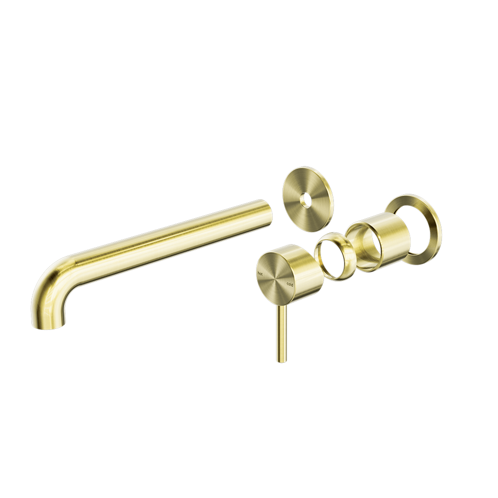 Zen SS316L Wall Basin/Bath Mixer Separate Back Plate 185mm Spout Trim Kits | Brushed Gold gallery detail image