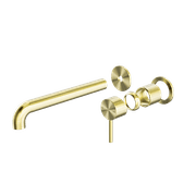 Zen SS316L Wall Basin/Bath Mixer Separate Back Plate 185mm Spout Trim Kits | Brushed Gold gallery detail image