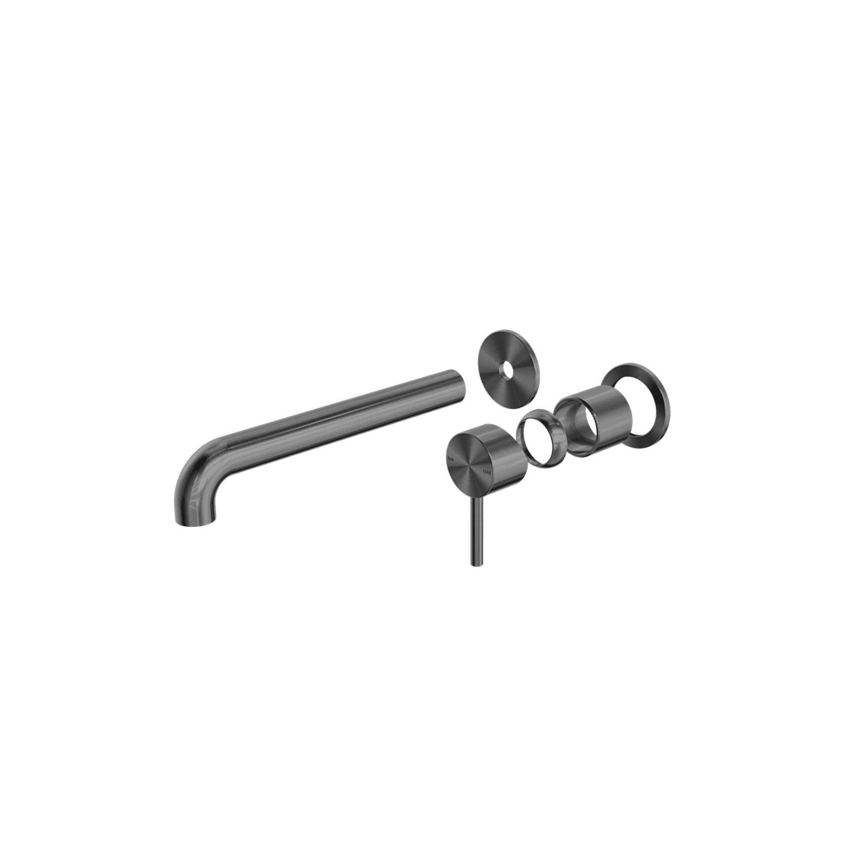 Zen SS316L Wall Basin/Bath Mixer Separate Back Plate 185mm Spout Trim Kits | Graphite gallery detail image