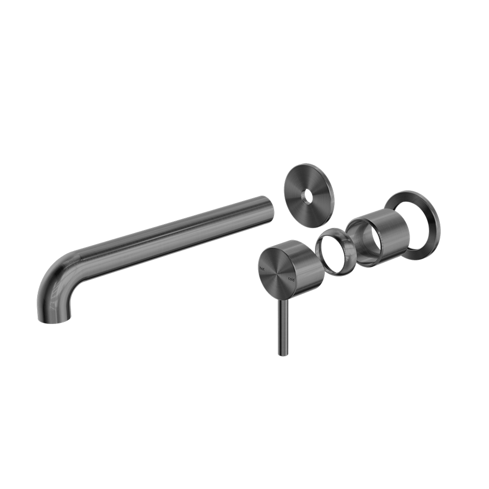 Zen SS316L Wall Basin/Bath Mixer Separate Back Plate 185mm Spout Trim Kits | Graphite gallery detail image