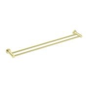 Mecca Double Towel Rail 800mm Brushed Gold gallery detail image