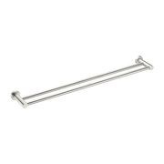 Mecca Double Towel Rail 800mm Brushed Nickel gallery detail image