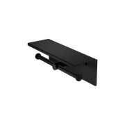 Mecca Double Toilet Roll Holder With Shelf Matte Black gallery detail image