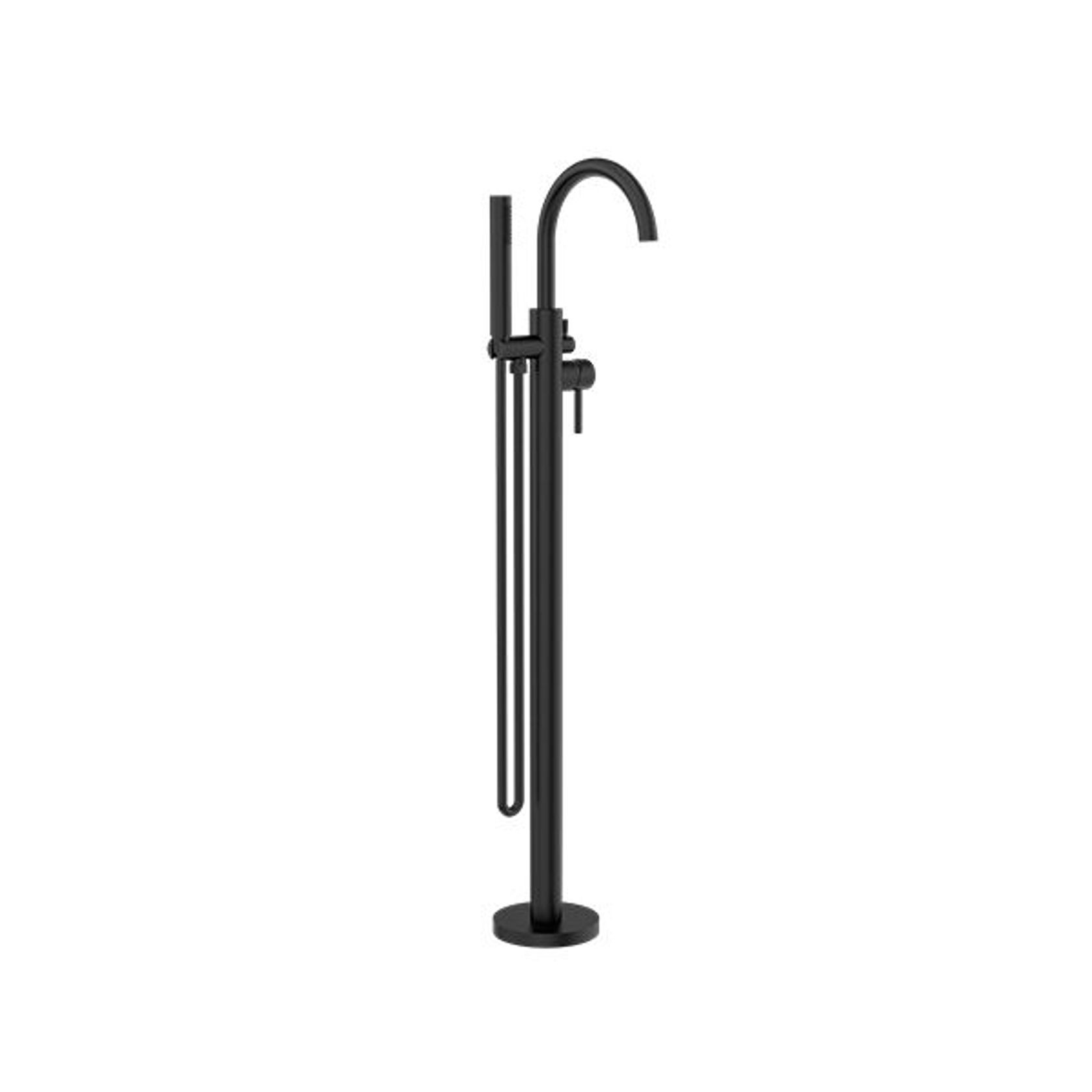 Mecca Round Freestanding Mixer With Hand Shower Matte Black gallery detail image