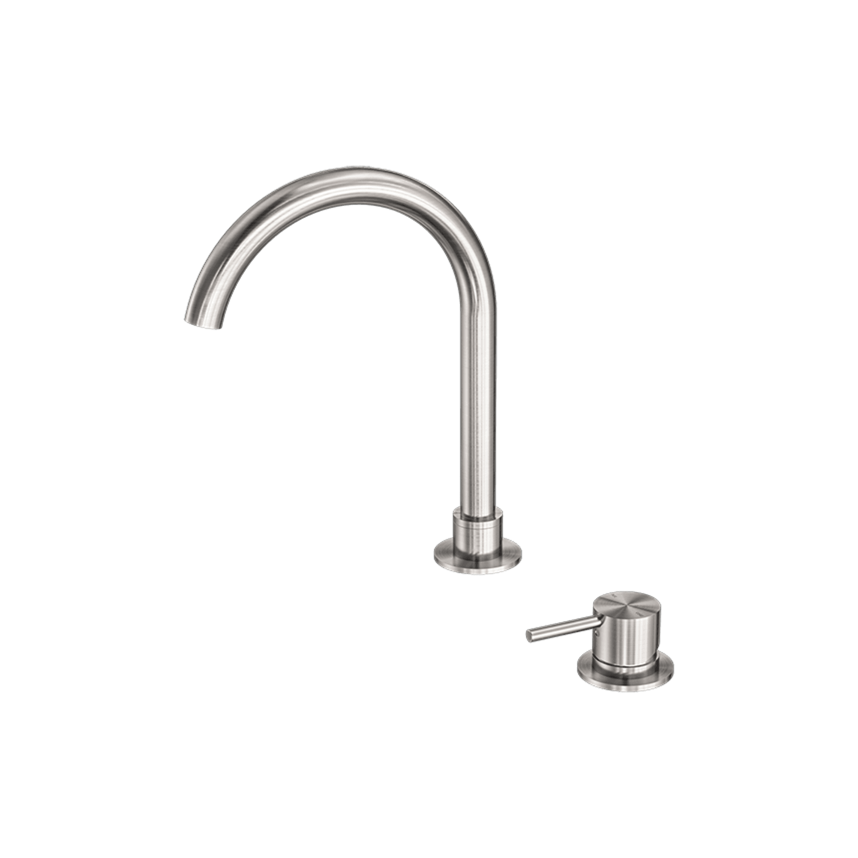 Mecca Hob Basin Mixer Round Swivel Spout Brushed Nickel gallery detail image