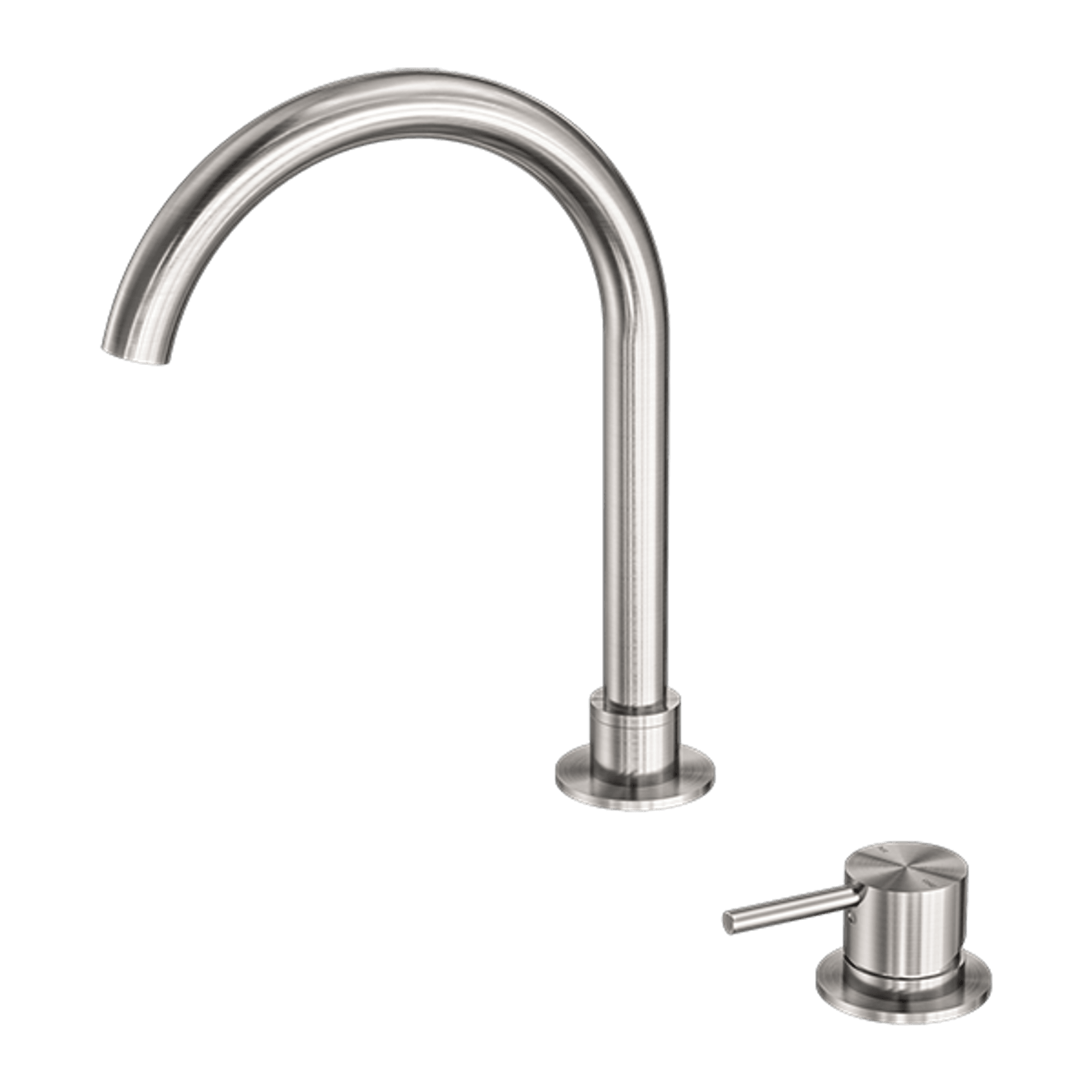 Mecca Hob Basin Mixer Round Swivel Spout Brushed Nickel gallery detail image