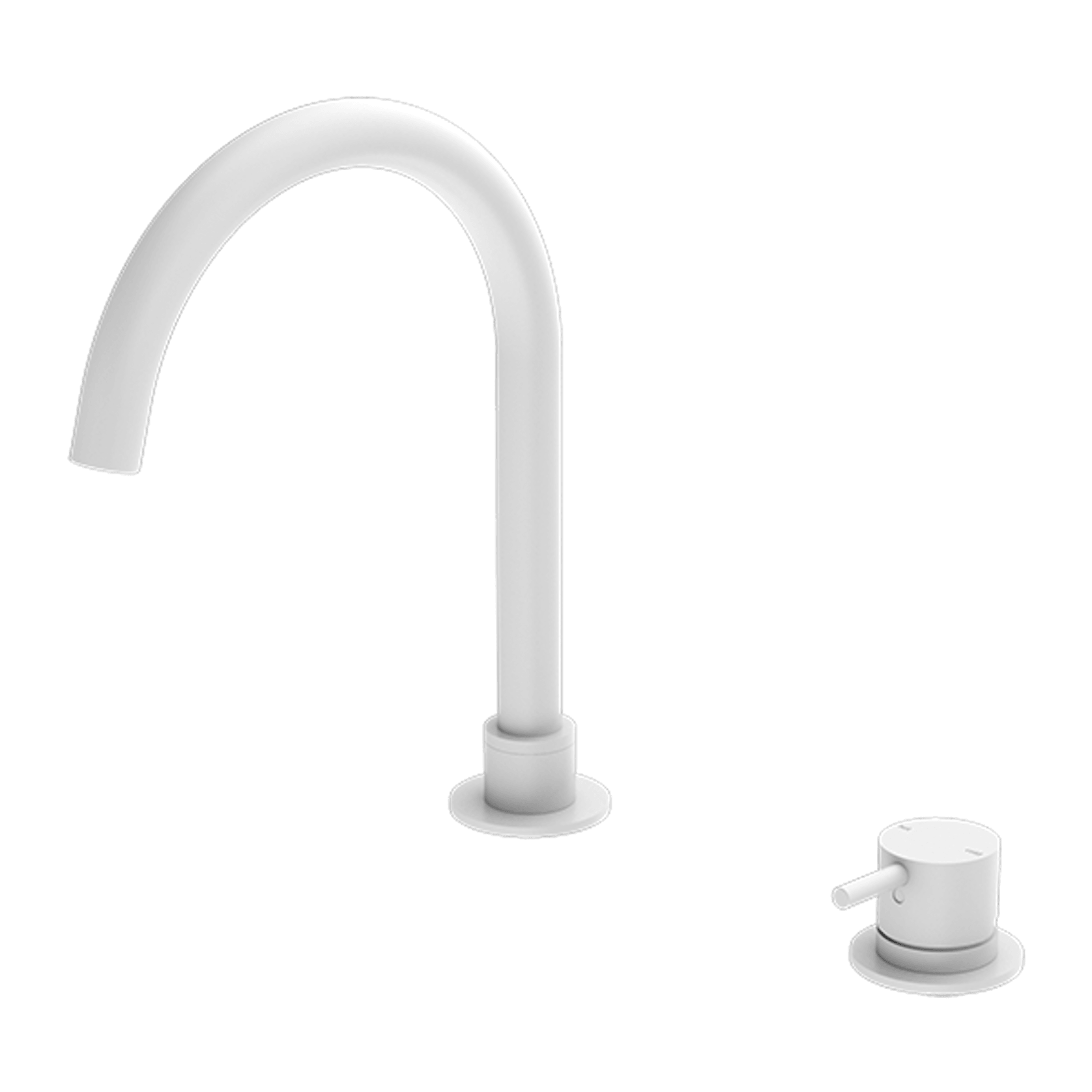 Mecca Hob Basin Mixer Round Swivel Spout Matte White gallery detail image