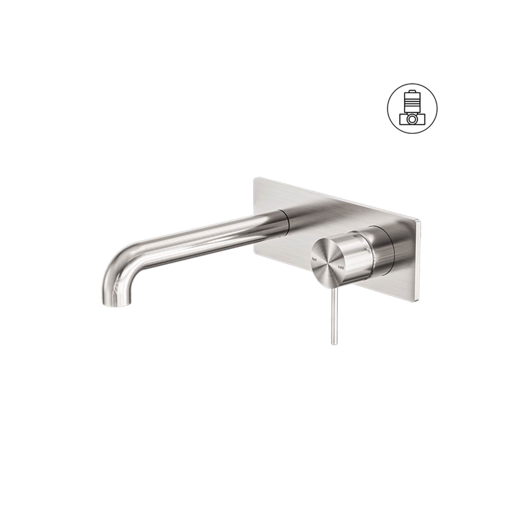 Mecca Wall Basin/Bath Mixer 230mm Brushed Nickel gallery detail image